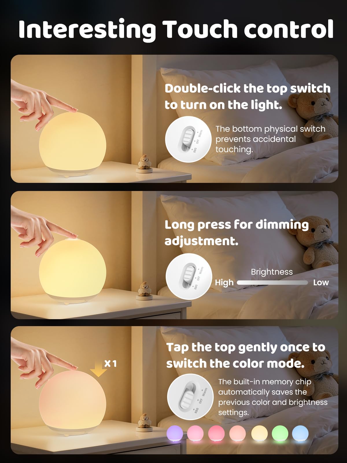 UMIXGENE Egg Light is BPA-free silicone, safe for kids' rooms.