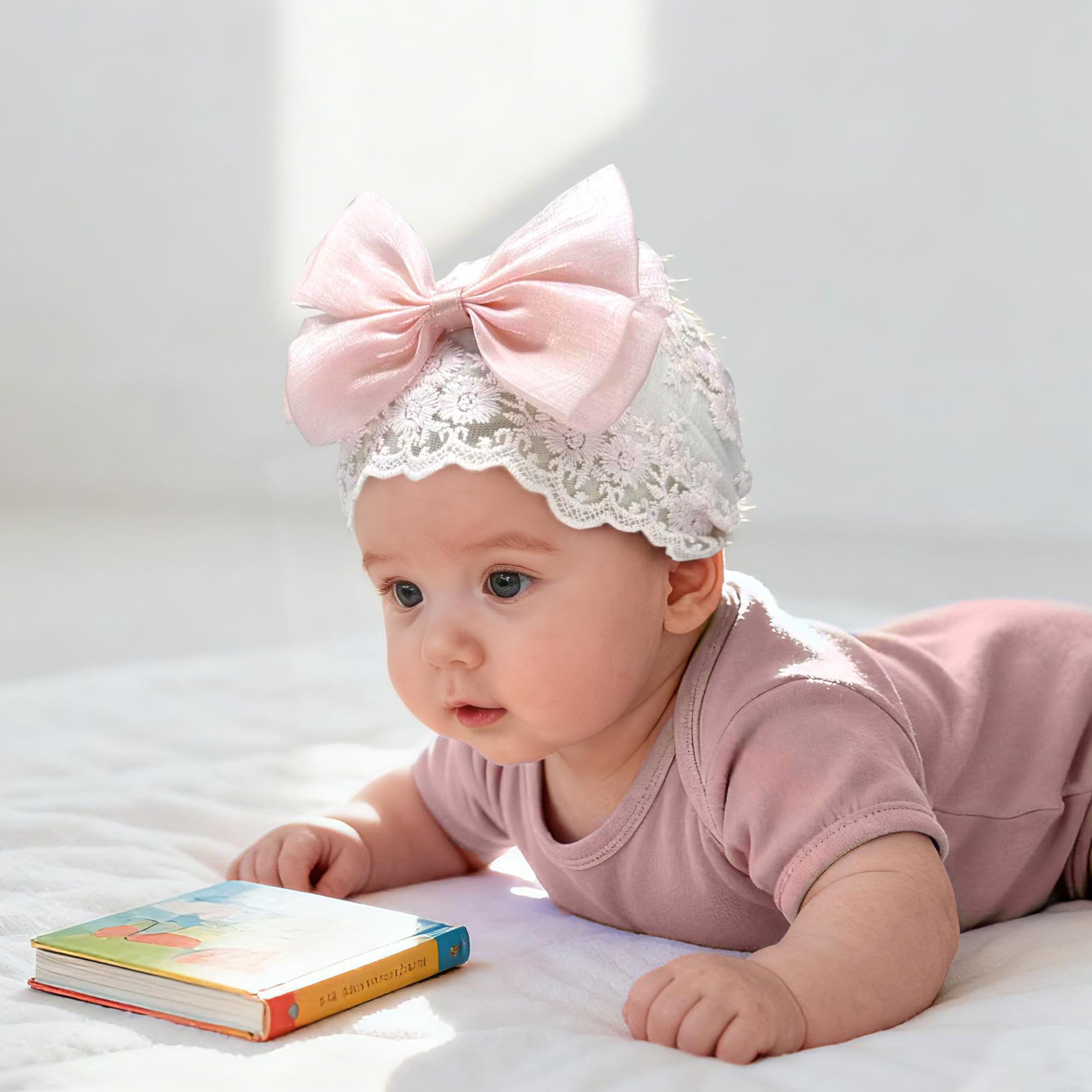 Umopzhx pink bow headband offers gentle hold for newborns and everyday outfits.
