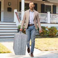 Umoving bed with washable cover for quick cleaning during travel.
