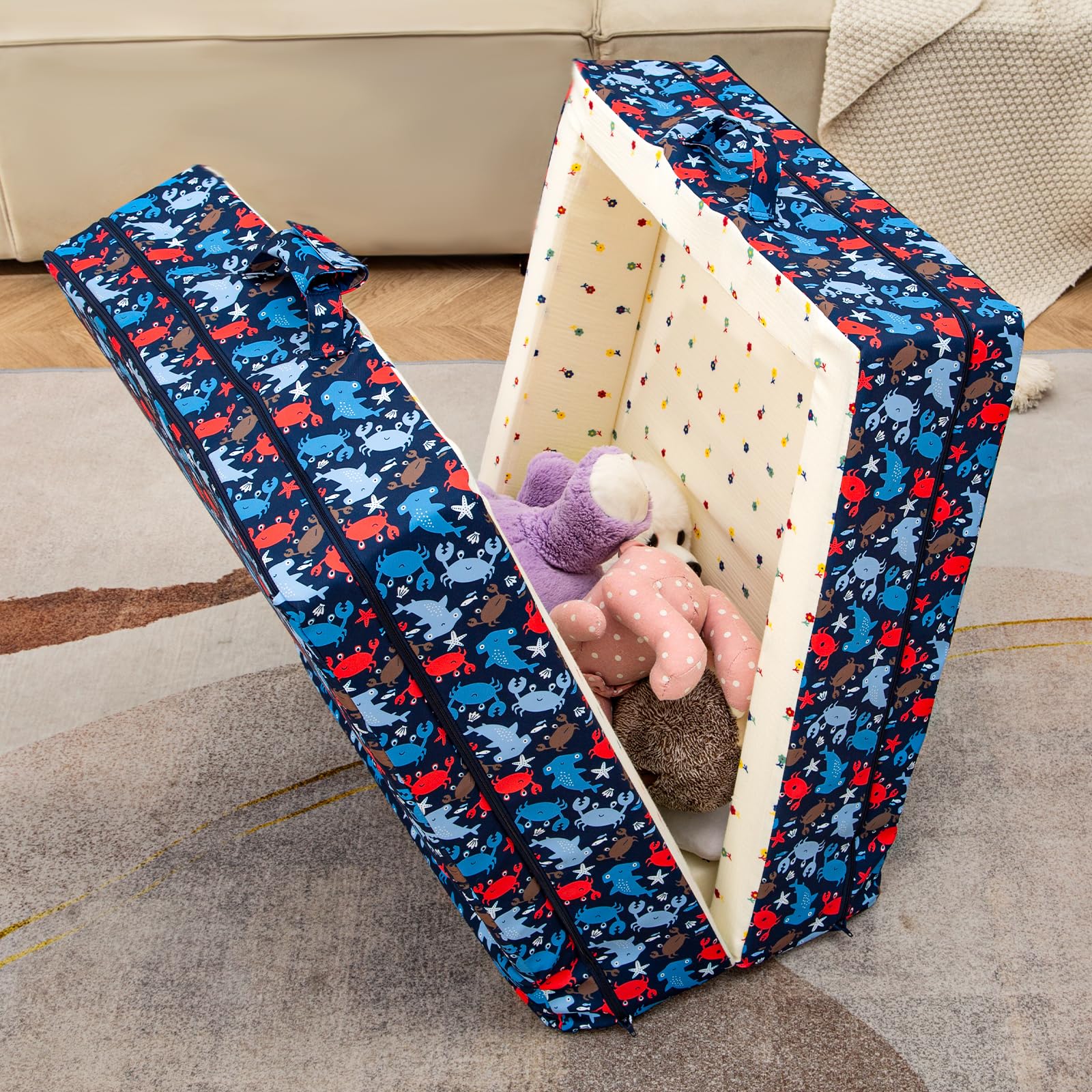 Umoving foldable design with Velcro straps for storage.