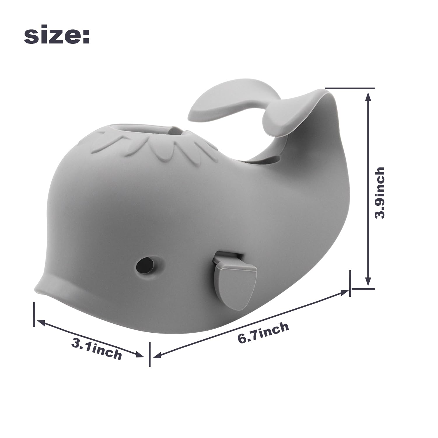 UMUACCAN Baby Faucet Cover Whale side view demonstrating snug faucet fit for most models