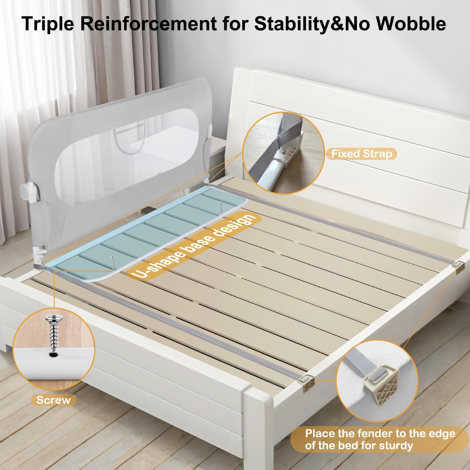 UNAPHO bed rail breathable-mesh-panel maintains airflow and visibility