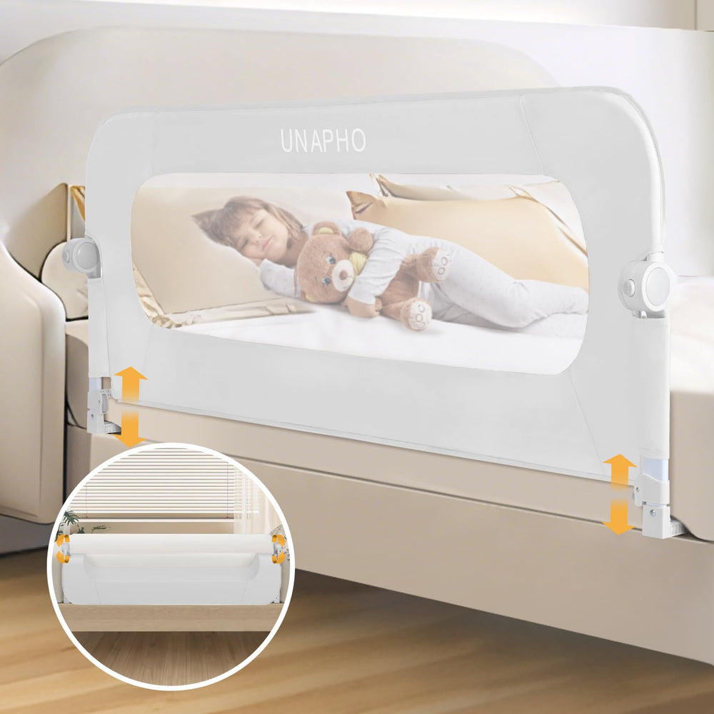 UNAPHO bed rail for toddlers with swing-down design for easy bed entry and safety