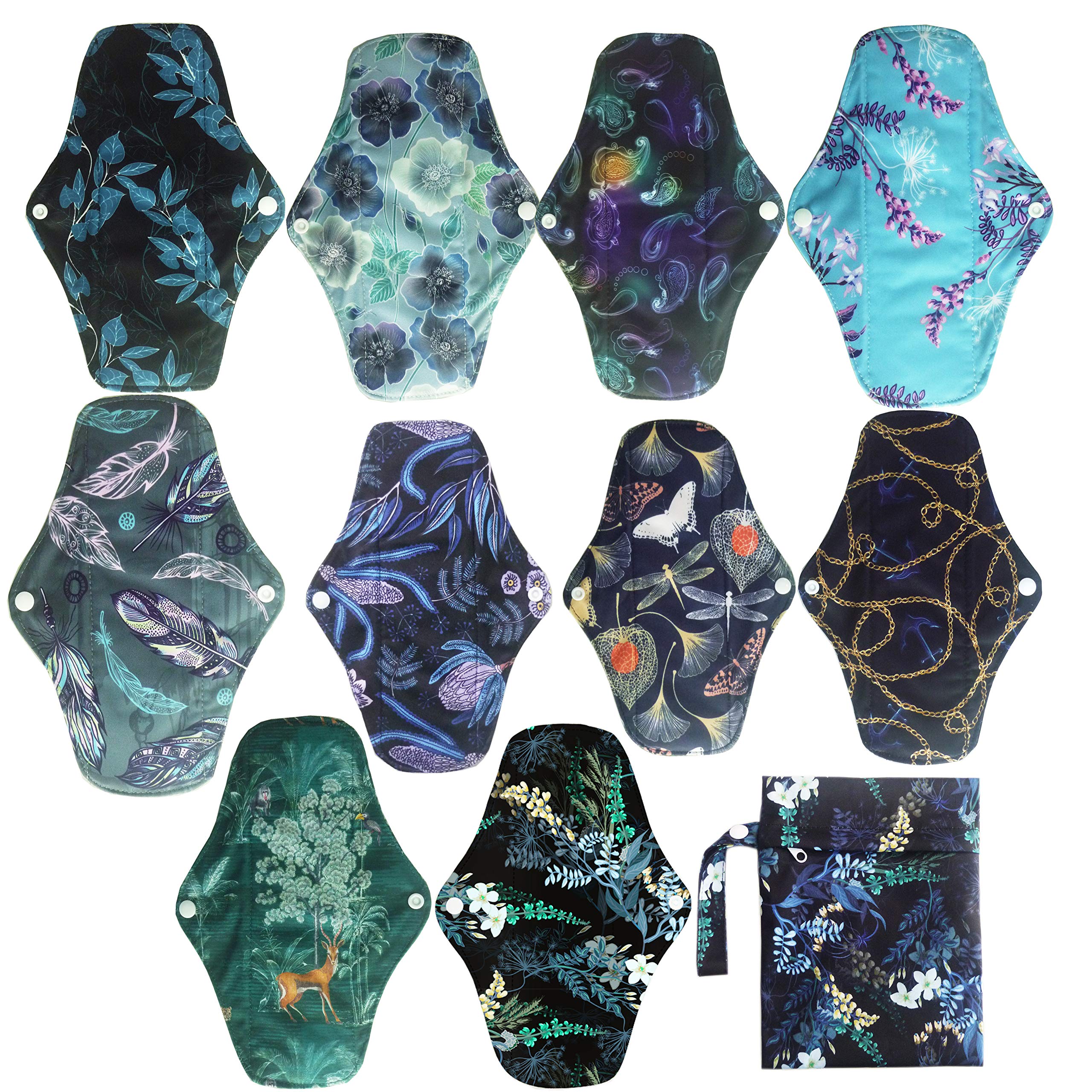 Unbranded 10-inch reusable cloth pad laid flat for full coverage and comfort.