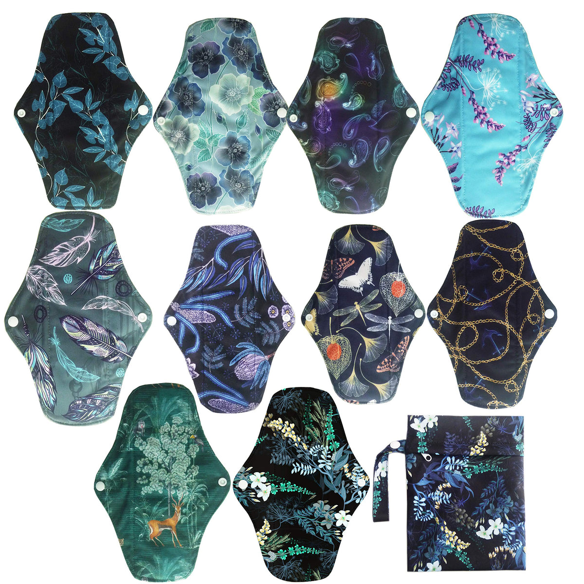 Unbranded 10-inch reusable cloth pad laid flat for full coverage and comfort.