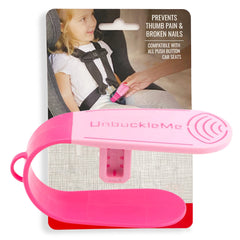 UnbuckleMe pink buckle release tool showing easy leverage for parents