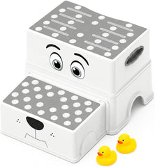 Uncle Wu 2-Step Stool grey side view highlights the anti-slip surface for safe training.