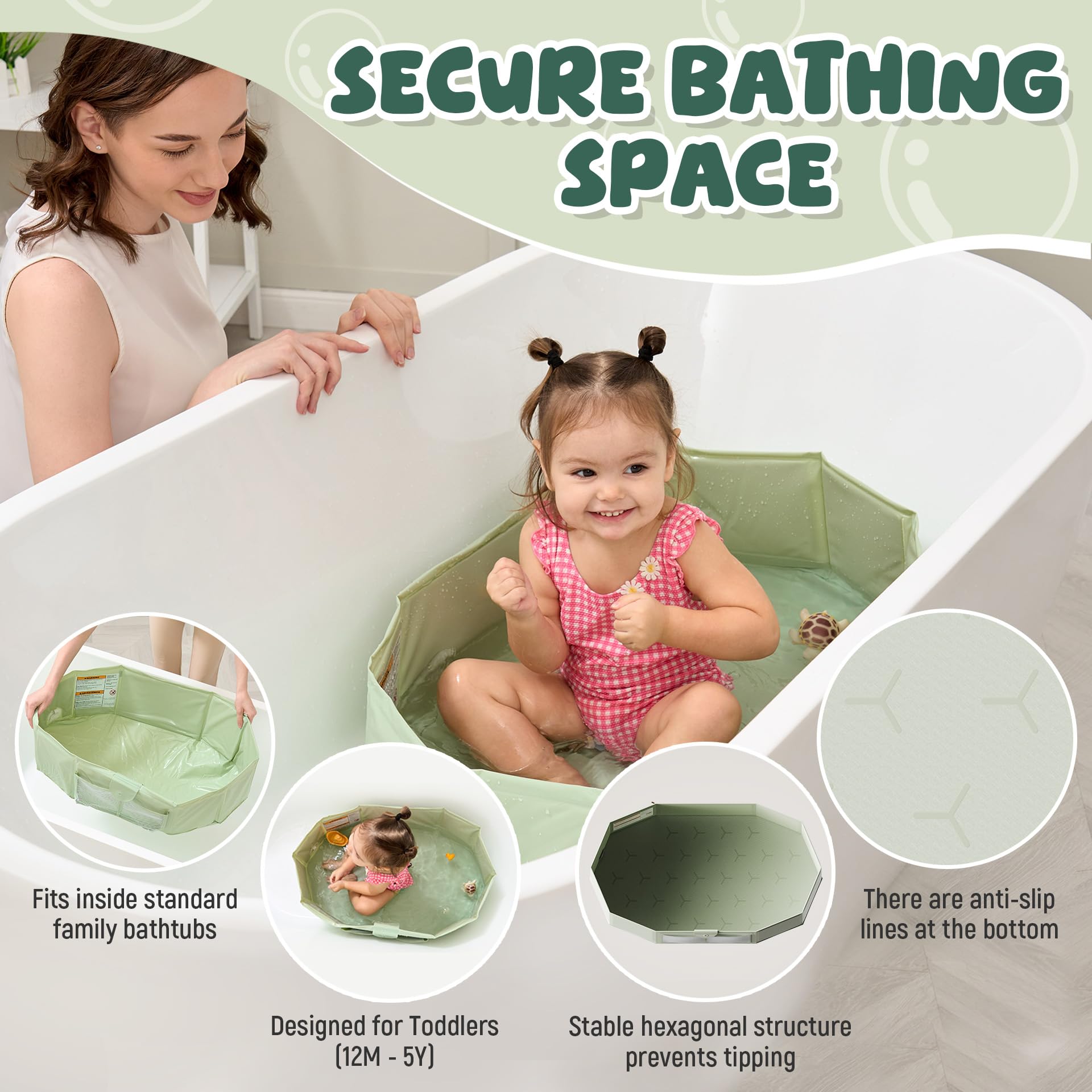 UNCLE WU tub opened and ready for a toddler bath