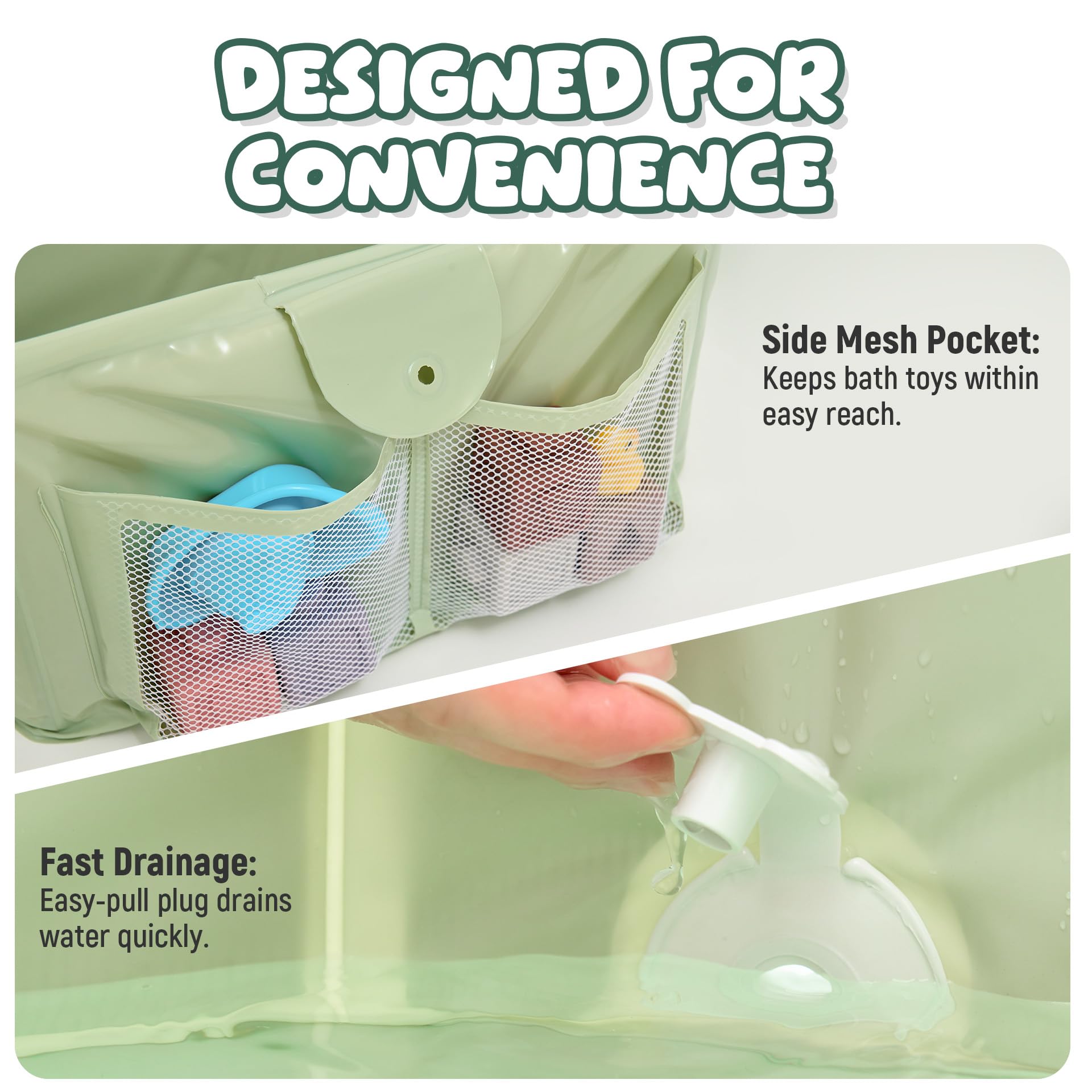 UNCLE WU travel-ready tub folds flat for trips