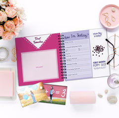 Inside layout of Unconditional ROSIE My Belly Book helps track photos and milestones