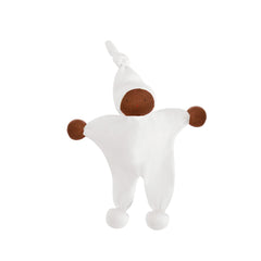 Under the Nile African American Baby Buddy in organic white, soft 8-inch teething companion for newborns.