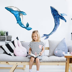 Under The Sea Whales decals brighten kids' room walls with vivid ocean color.