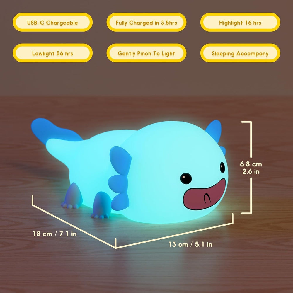 UNEEDE axolotl night light enhances bedroom decor