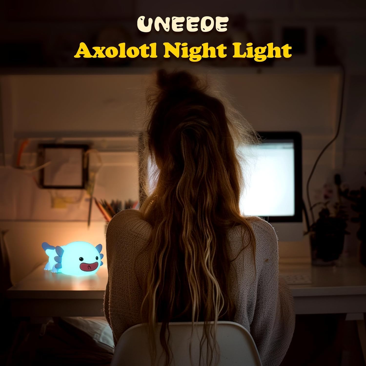 UNEEDE axolotl night light makes a gift-ready decor piece