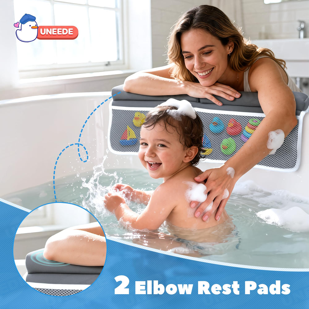 UNEEDE baby bath kneeler storage pockets keeps toys and essentials close