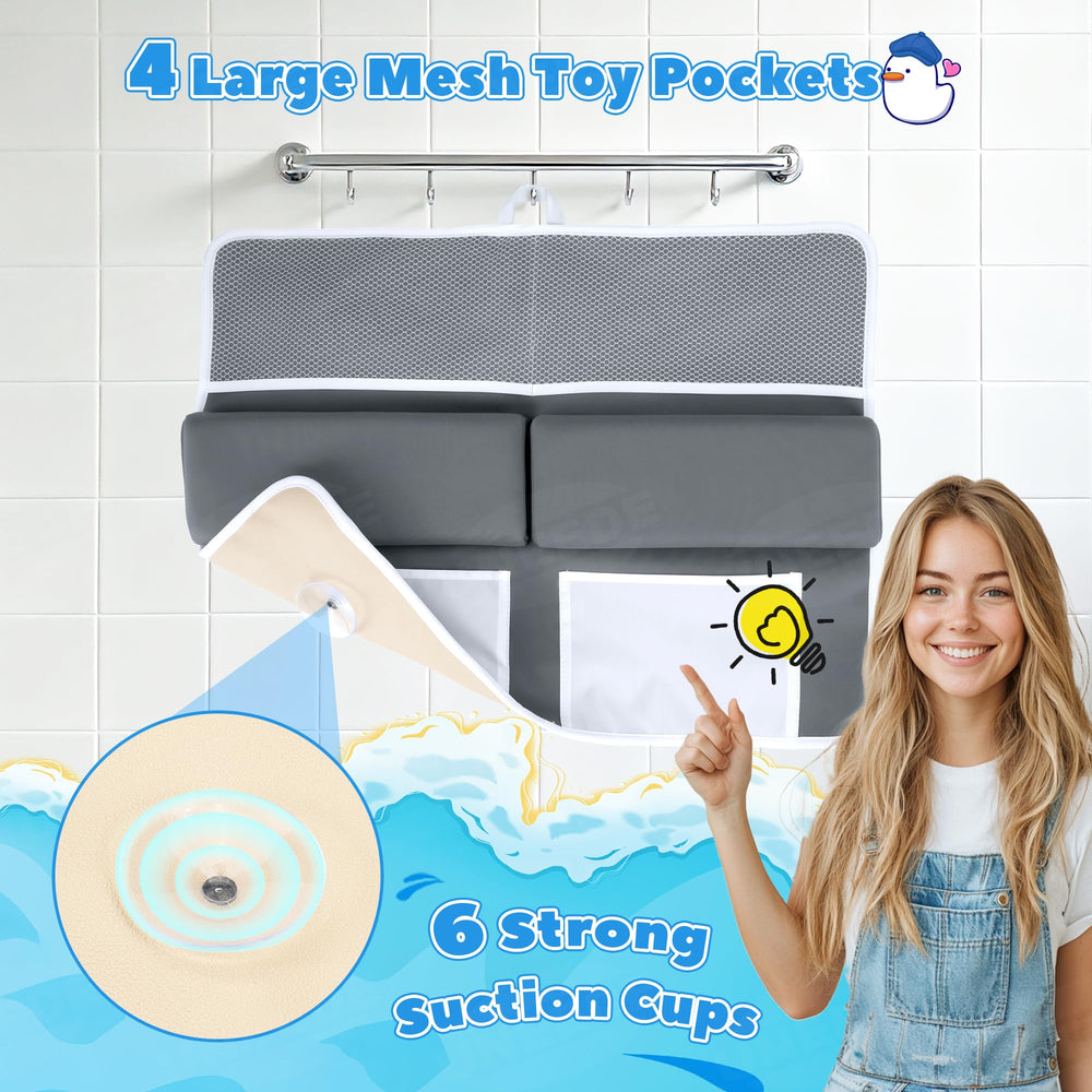UNEEDE bath mat with suction cups holds the kneeler in place