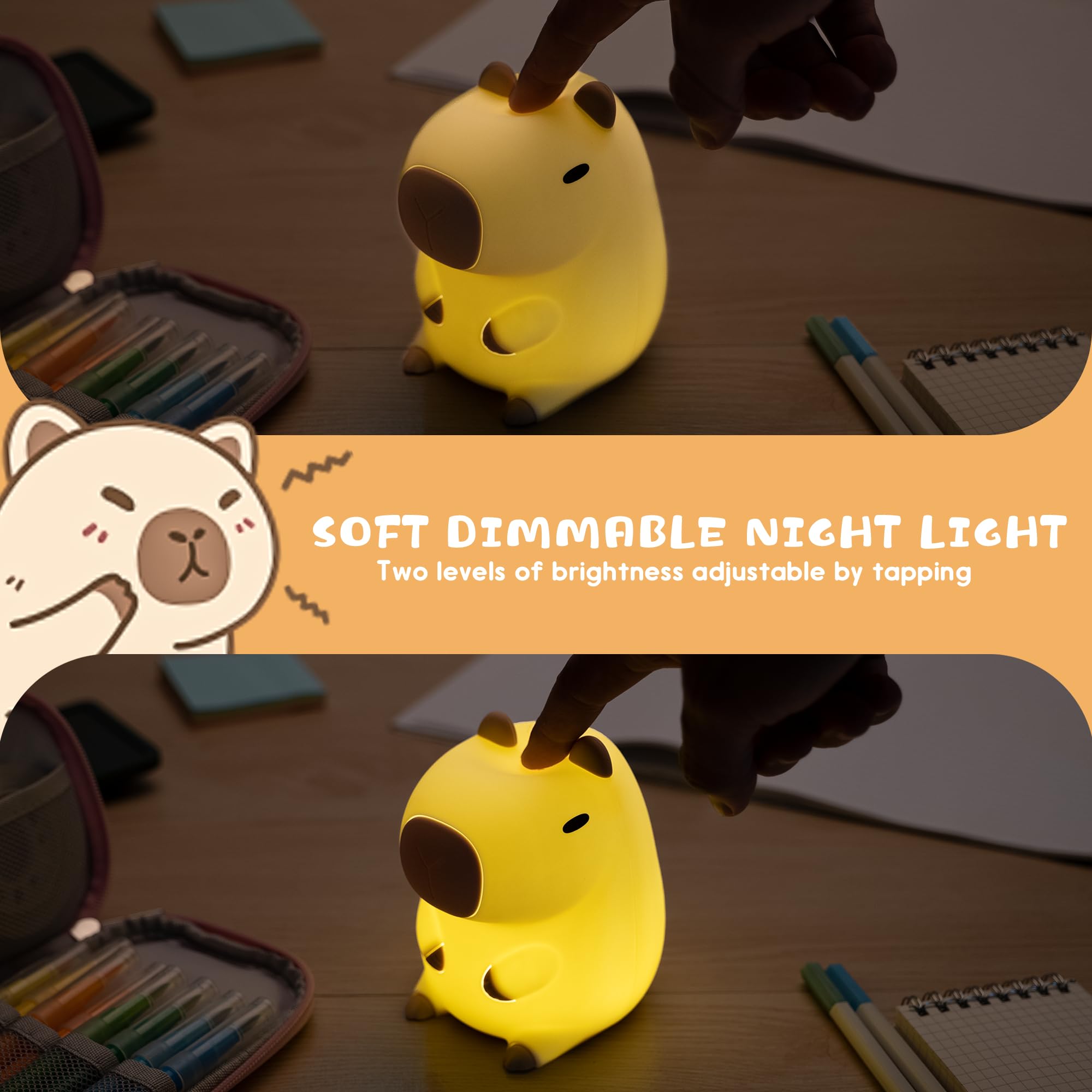 UNEEDE Capybara Night Light with touch sensor for easy brightness control