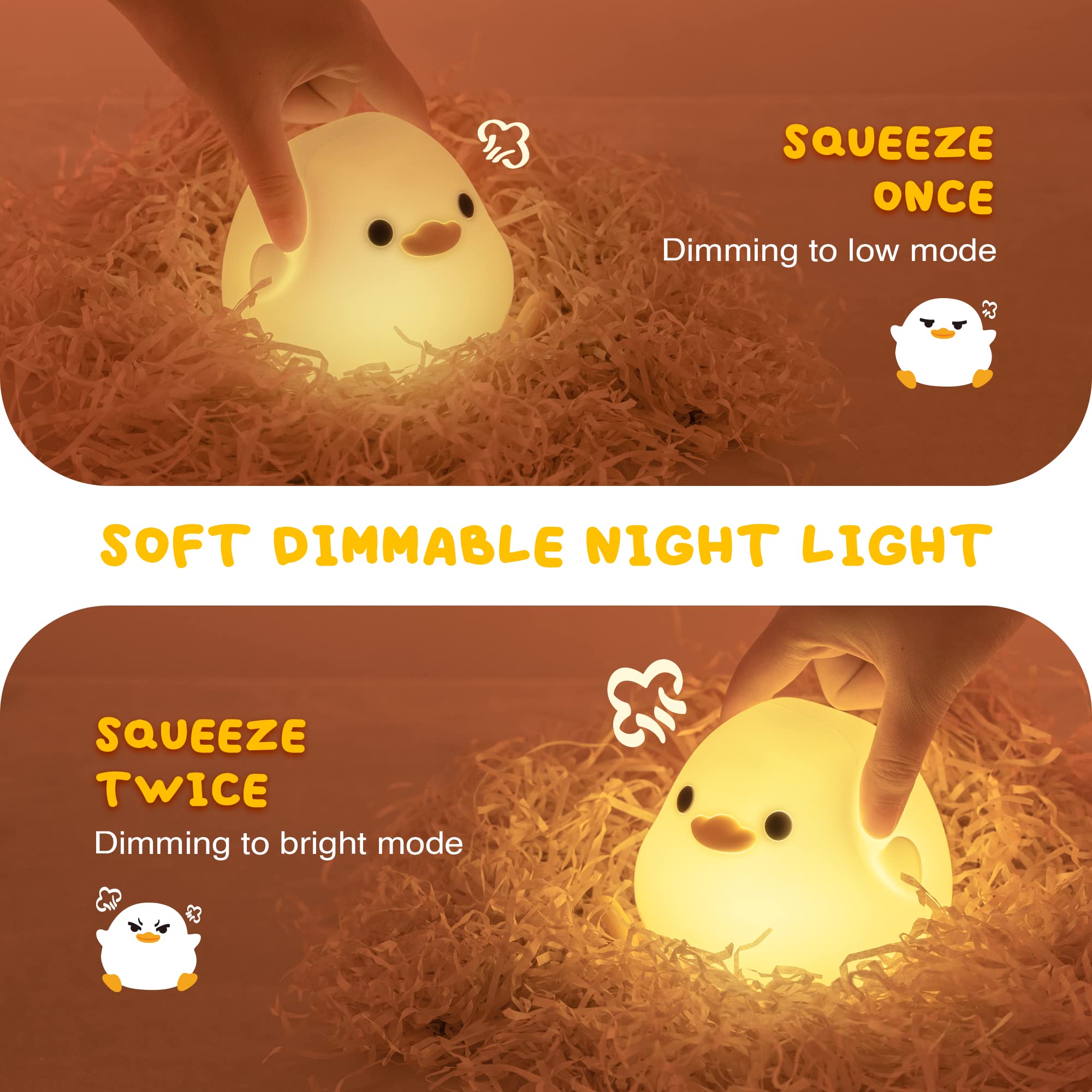 UNEEDE duck lamp with squeeze control for easy, child-friendly operation.