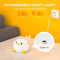 UNEEDE silicone duck night light durable silicone construction for long-lasting use.