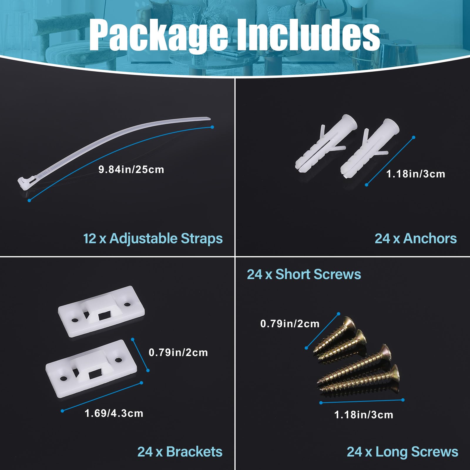 Unichild installation step guide shows simple drill and screw steps.