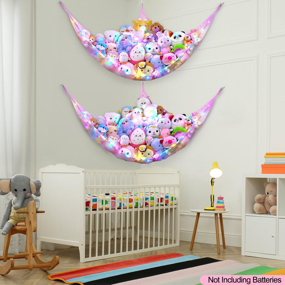 Unicorn Castle bedroom decor toy holder complements pink purple yellow theme