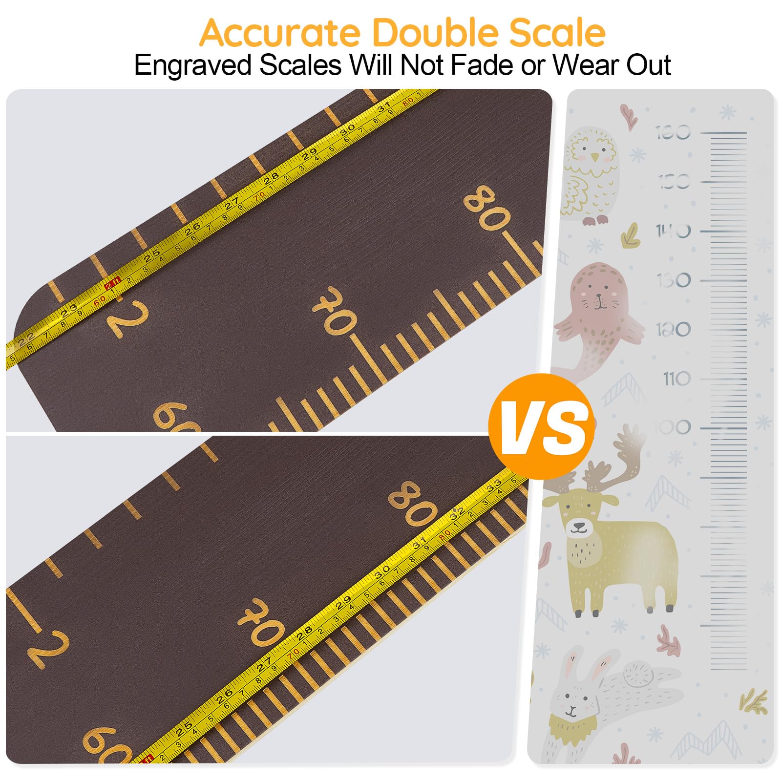 Dual-scale inches and centimeters on Unicorn Castle height chart