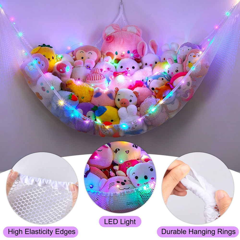 Unicorn Castle durable polyester mesh keeps toys neatly organized.