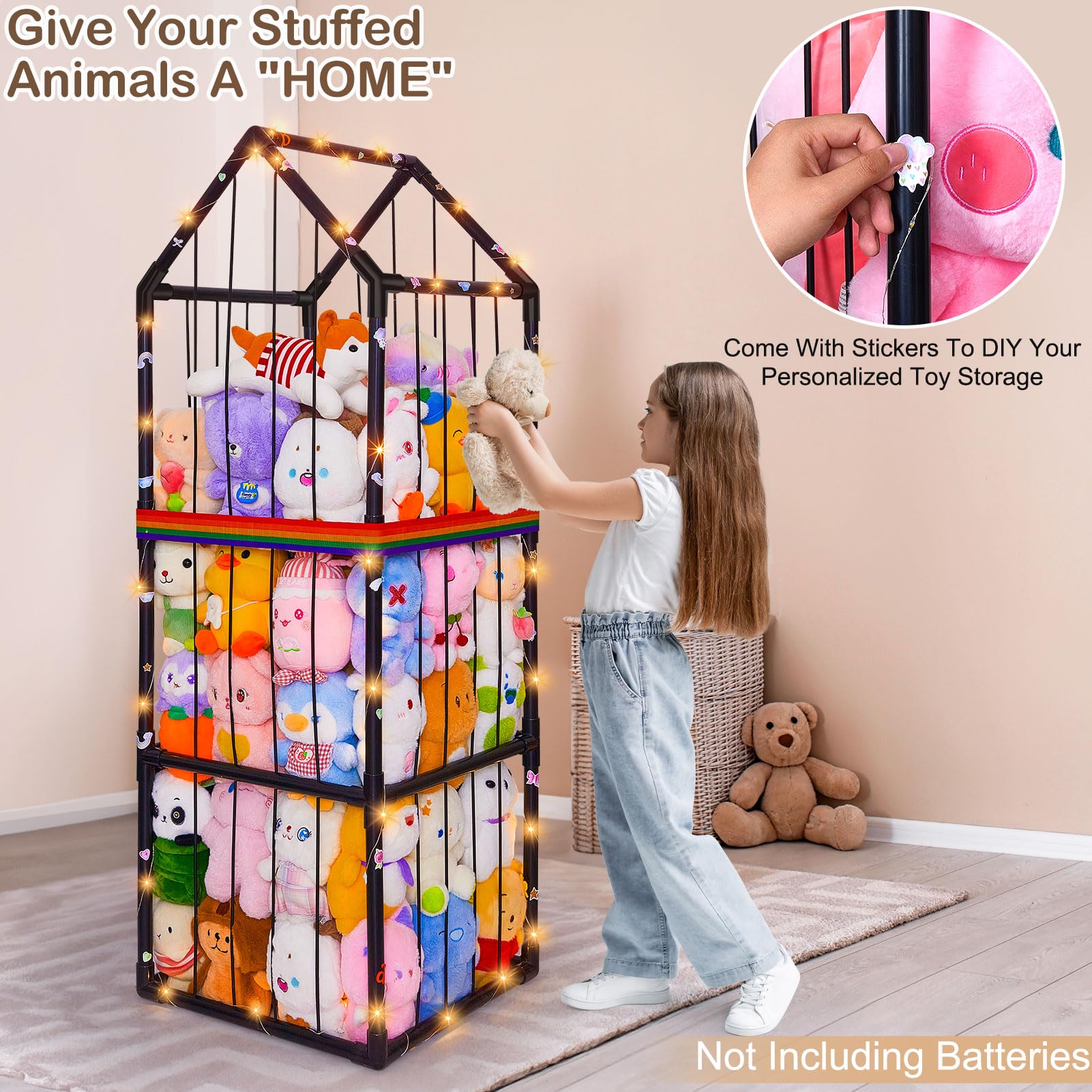 Unicorn Castle easy installation with pre-inserted cords for quick setup.