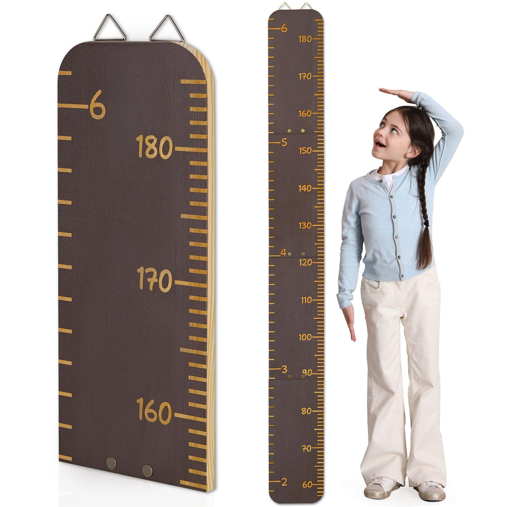 Unicorn Castle growth chart on wall, wooden height ruler for kid growth tracking