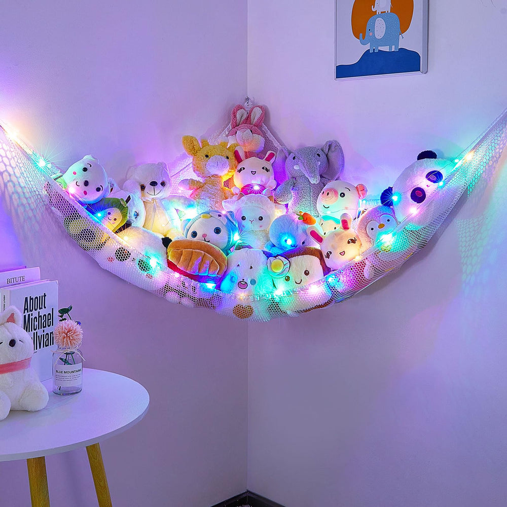 Unicorn Castle XL hammock measures 63x63x83 inches for extra plushes.