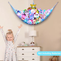 Unicorn Castle large capacity mesh hammock keeps bedrooms tidy and inviting.