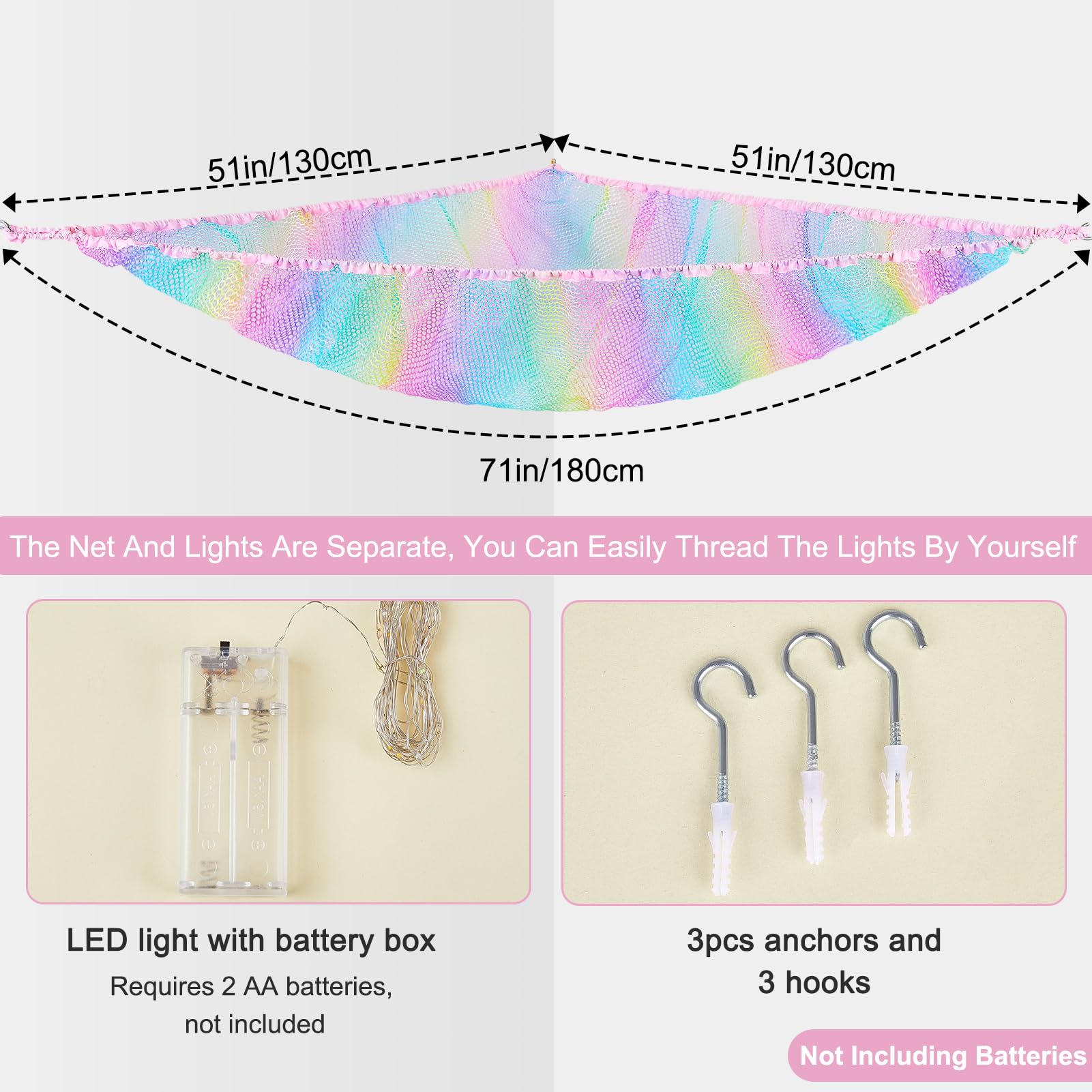 Unicorn Castle LED light string creates a cozy playtime corner.