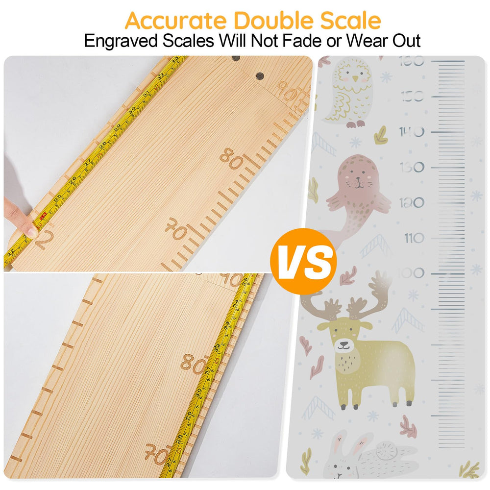 Unicorn Castle natural solid wood height ruler showing rustic texture