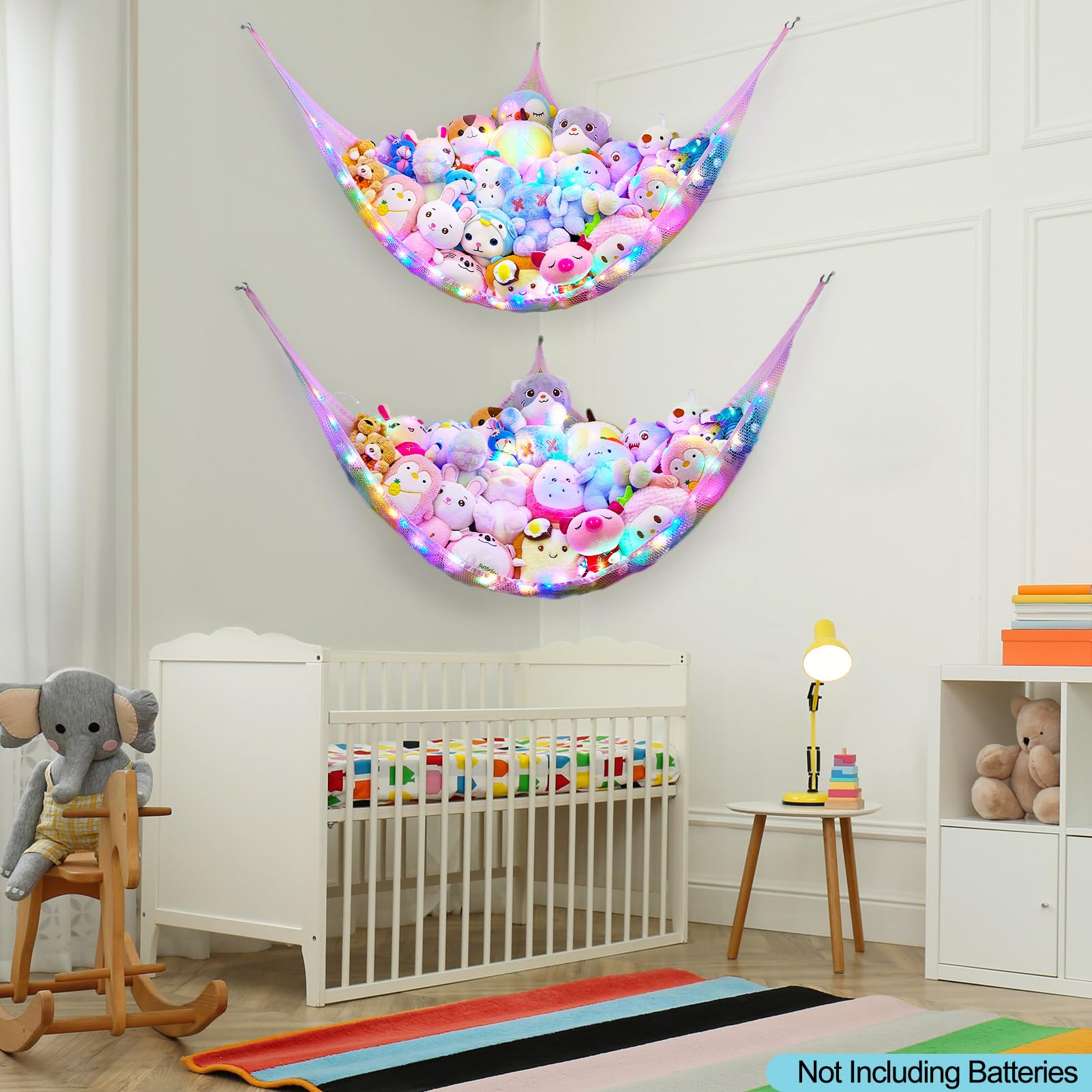 Unicorn Castle durable mesh hammock holds large plush toys without sagging