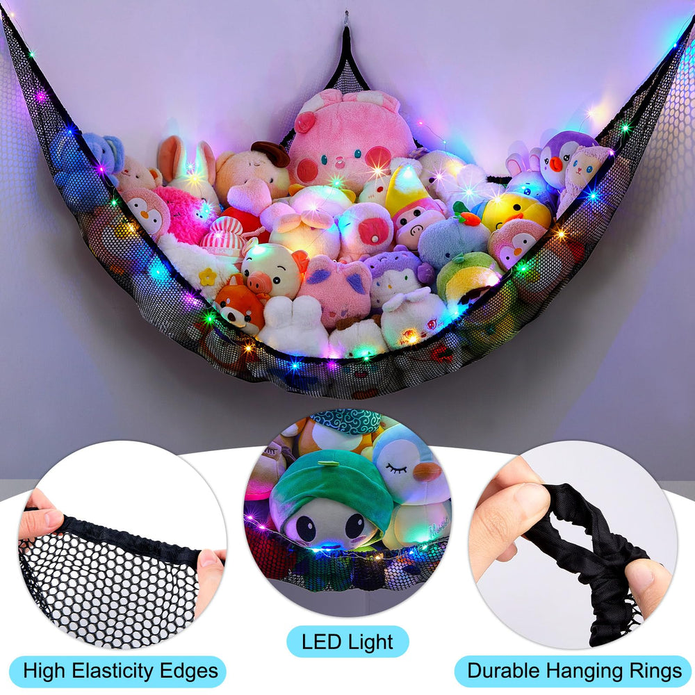 Unicorn Castle polyester mesh is durable for toy storage.