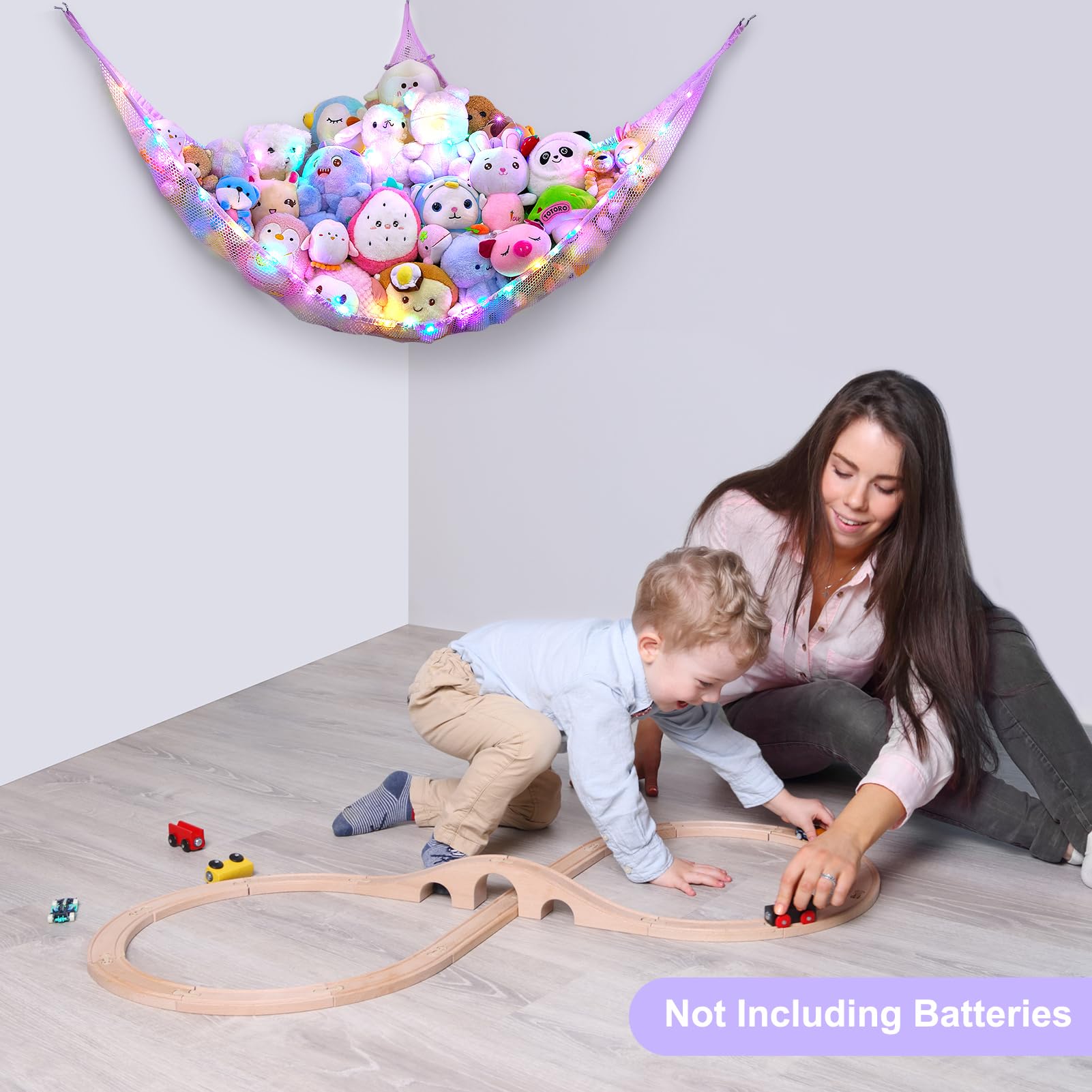 Unicorn Castle decor supports neat, playful room organization for kids' plush toys.