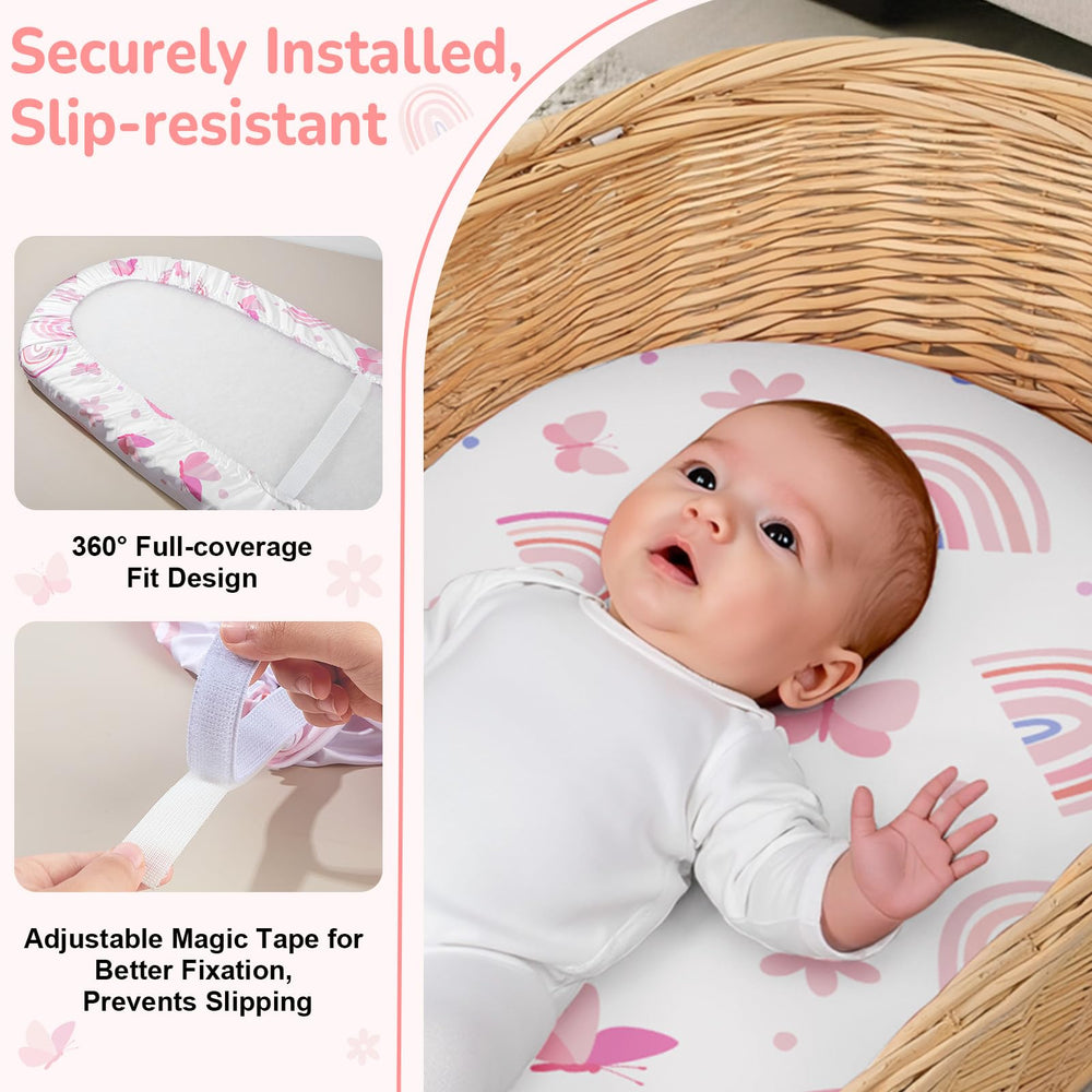 Unicorn Castle satin bassinet sheet fits oval, rectangle, and hourglass mattresses snugly