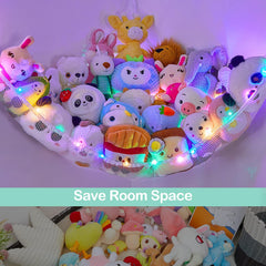 Large-capacity mesh hammock designed for plush toys and easy access.