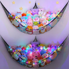Unicorn Castle stuffed animals net hammock stores plush toys neatly.