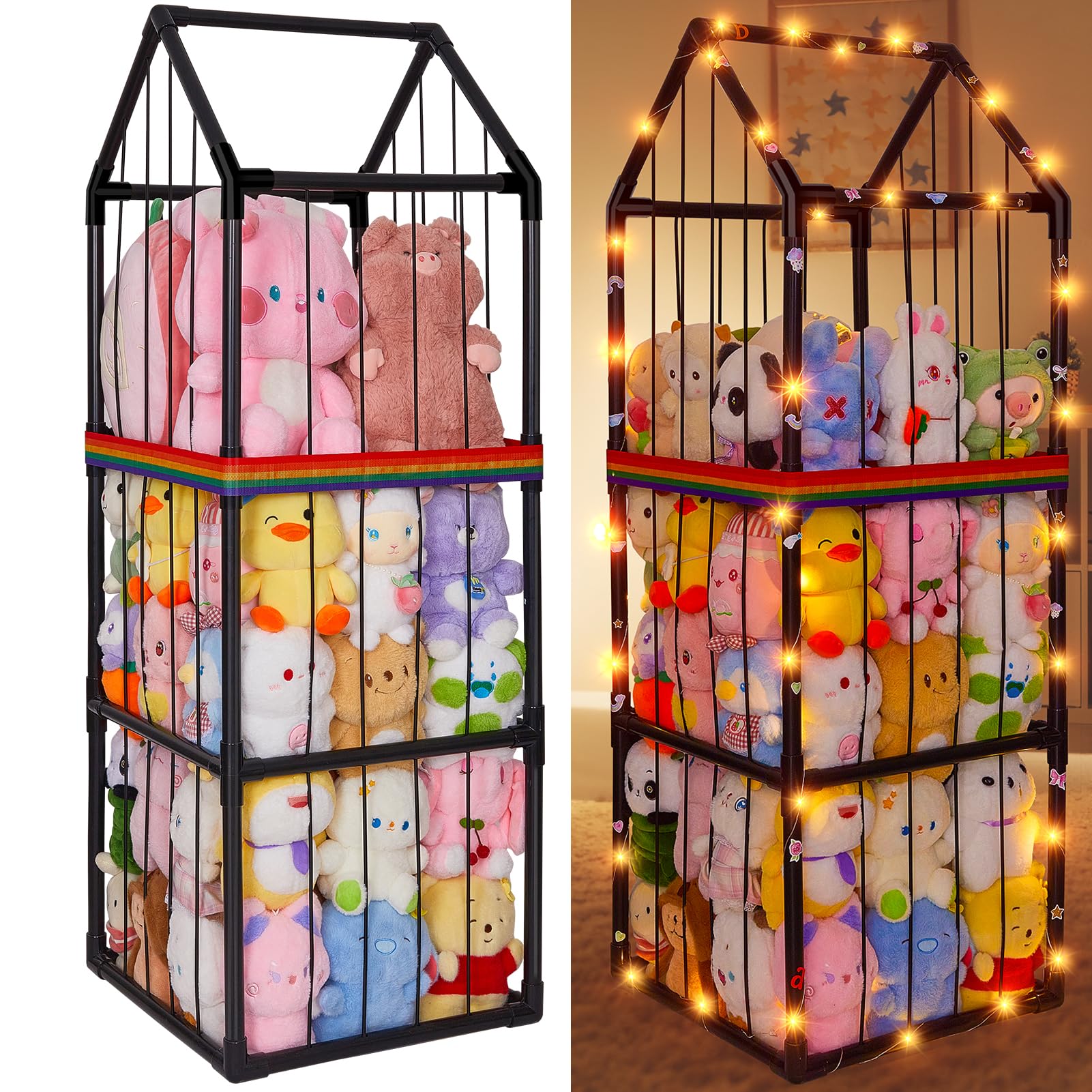 Unicorn Castle stuffed animals storage zoo neatly organizes plush toys.