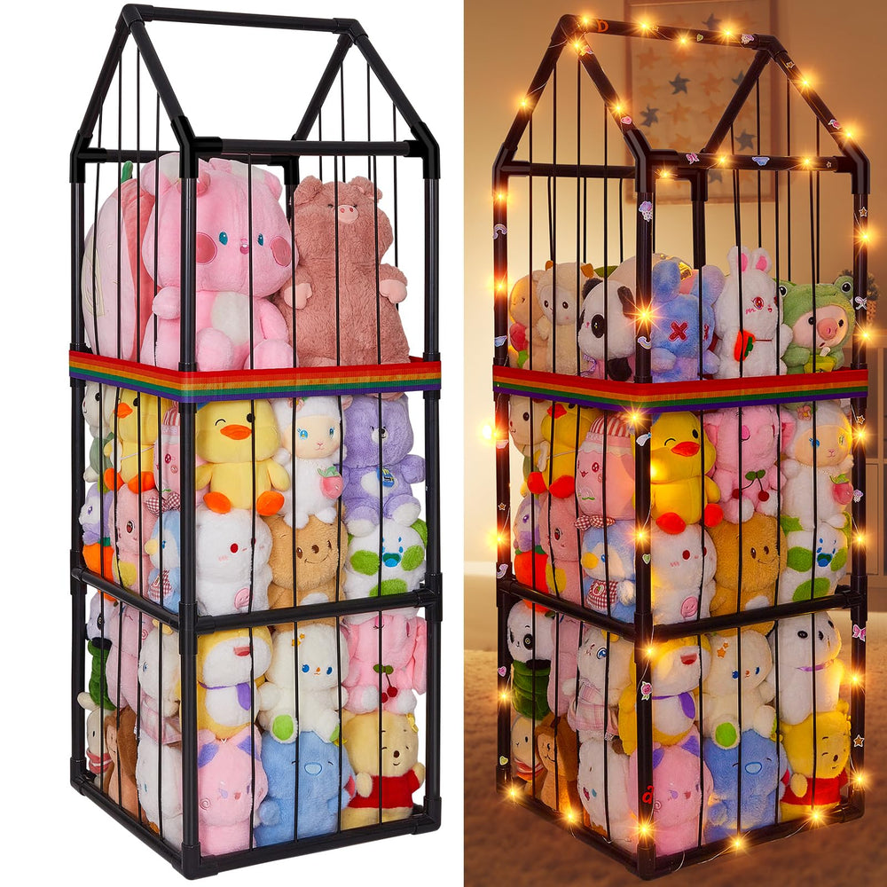 Unicorn Castle stuffed animals storage zoo neatly organizes plush toys.
