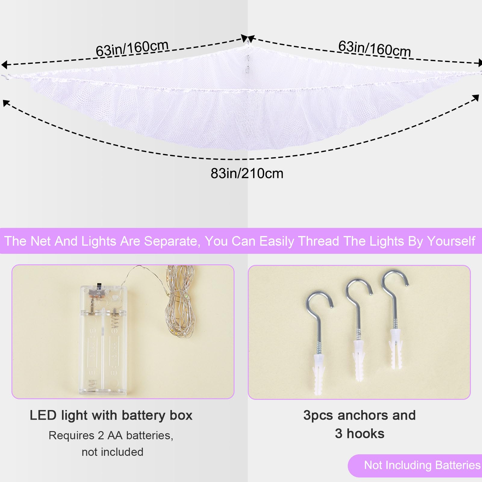 Unicorn Castle toy hammock with wall hooks for quick, secure mounting.