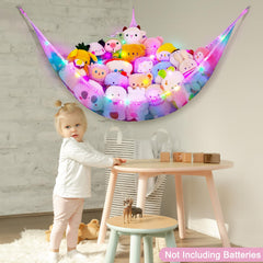 Unicorn Castle triangle design saves floor space for toy organization.