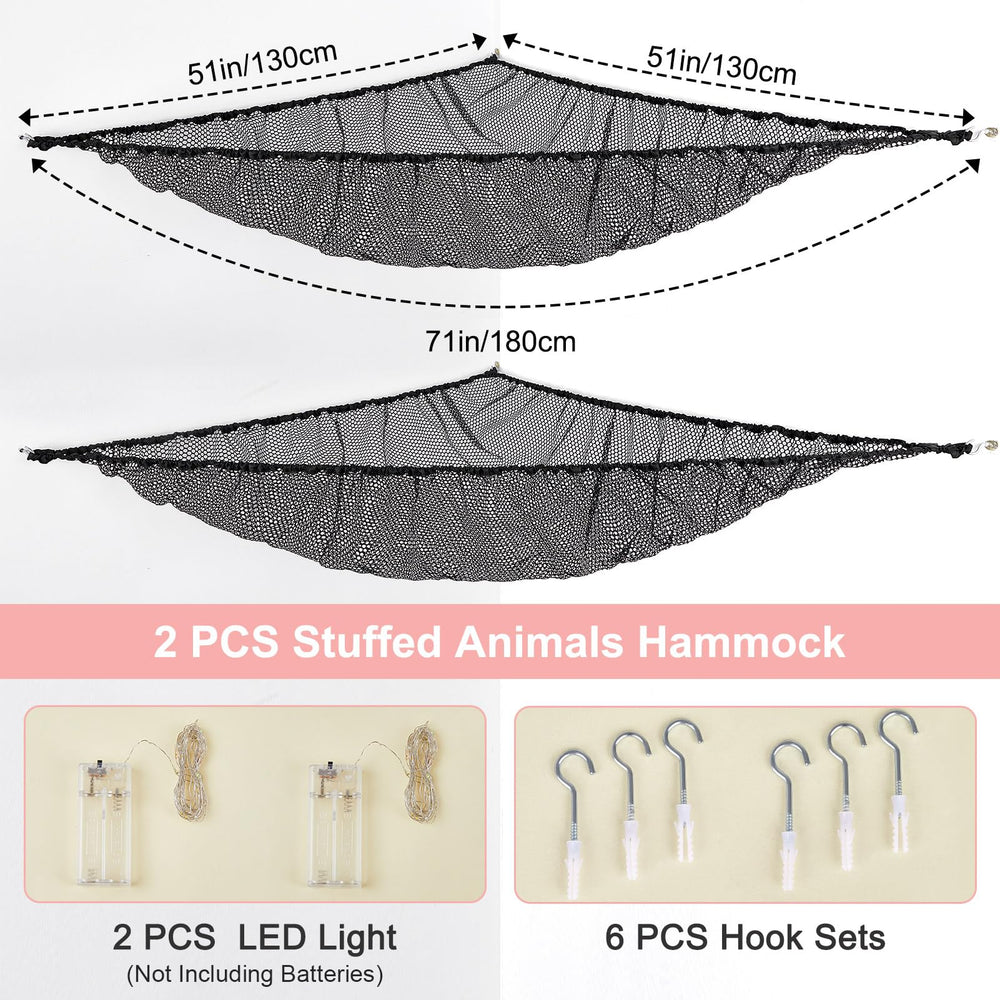 Unicorn Castle XL 63x63x83 inch hammock expands toy storage with elastic edge.