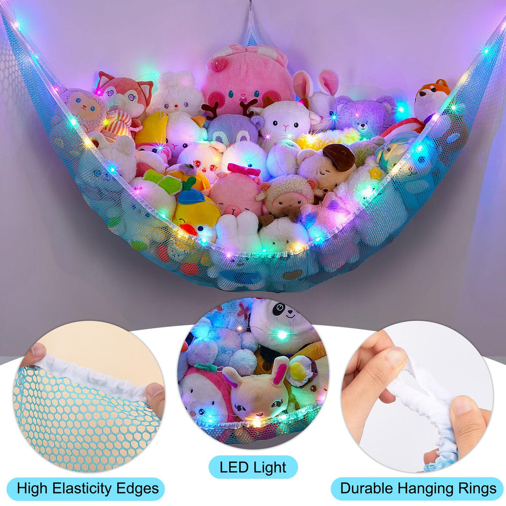 Unicorn Castle XL hammock expands to 63x63x83 inches for big plush collections