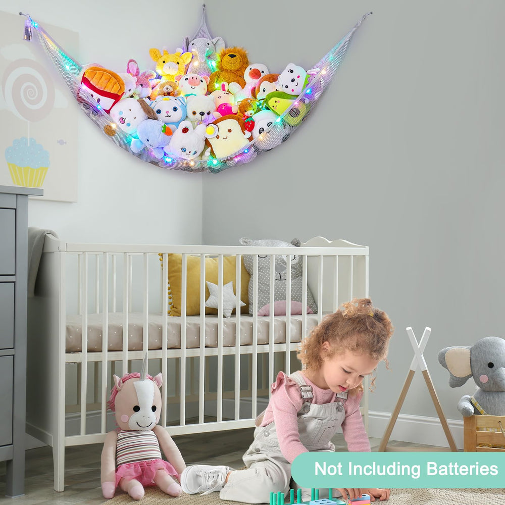 Unicorn Castle XL-large toy hammock frees floor space and tidies rooms.