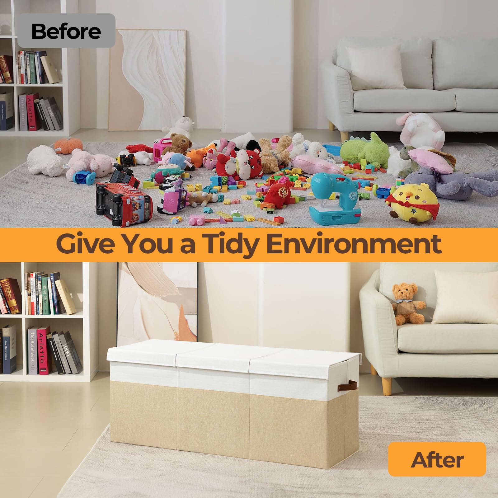 Uniency toy box grey compartments setup for versatile organizing