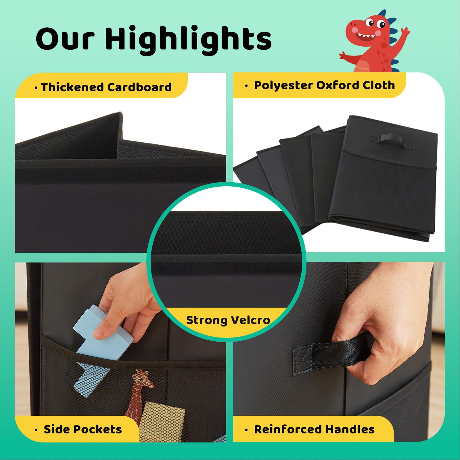 Uniency toy box folds flat for compact storage when not in use