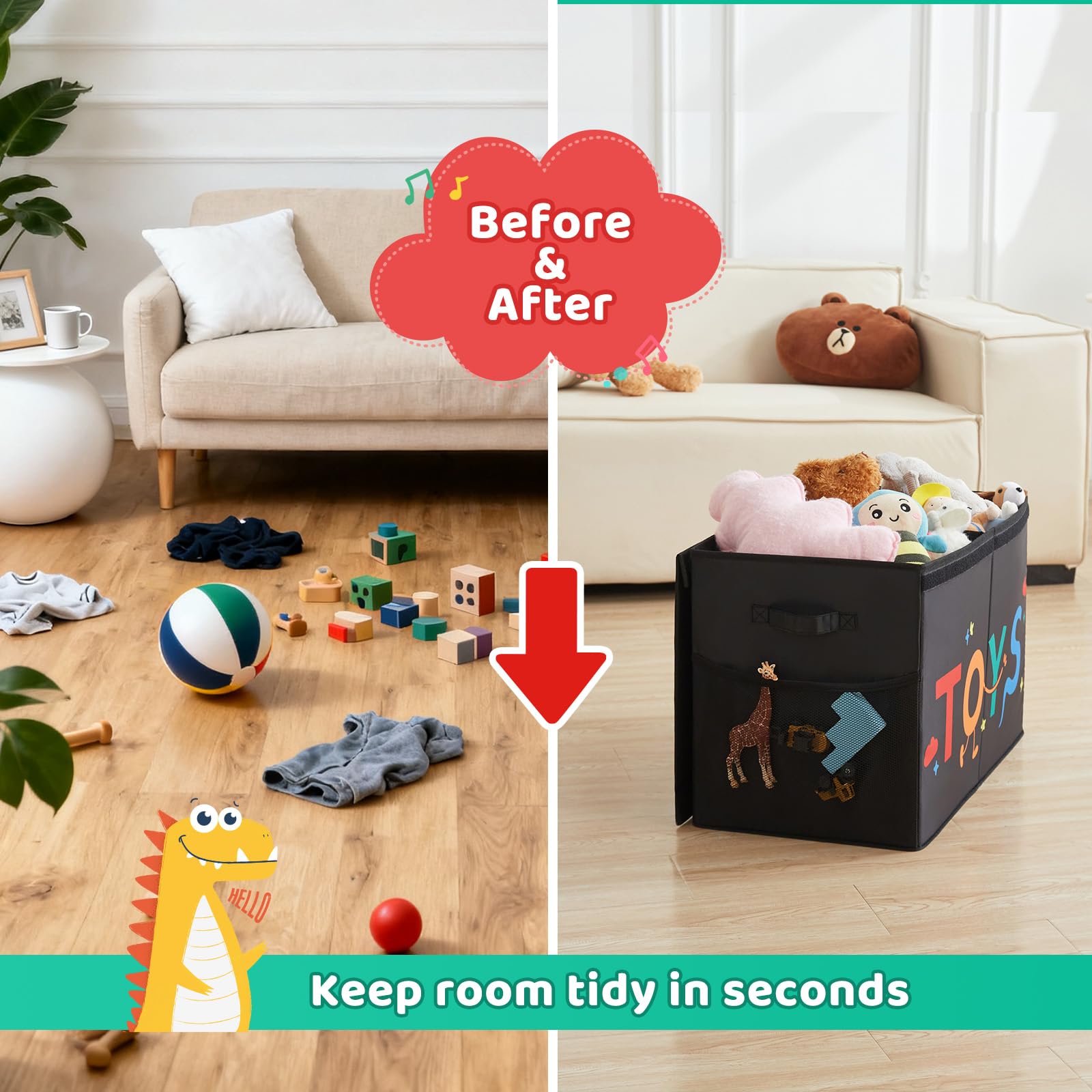 Uniency toy box fits living rooms, nurseries, and playrooms