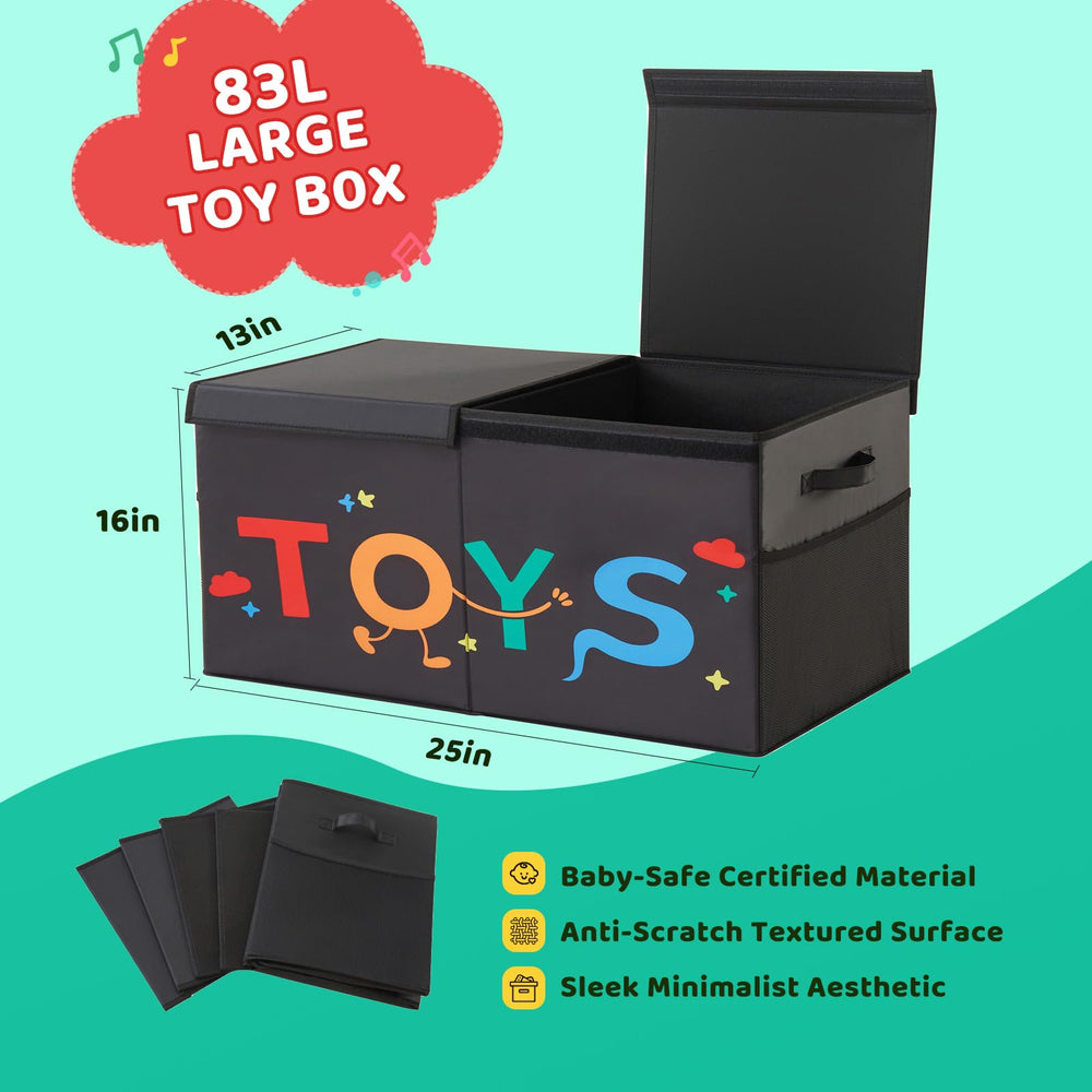 Uniency toy box side handles enable easy moving around the home